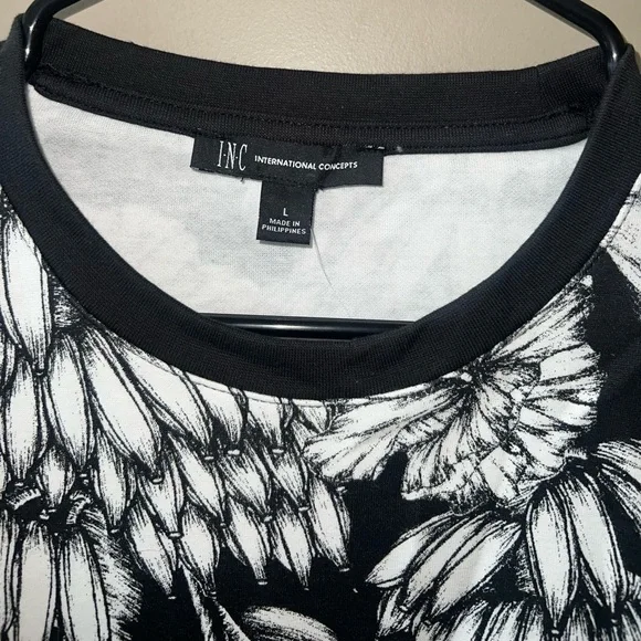 INC black and white shirt large NEW - Picture 3 of 4